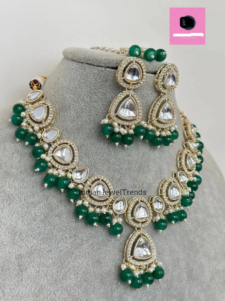 Green Kundan Choker Necklace Set
