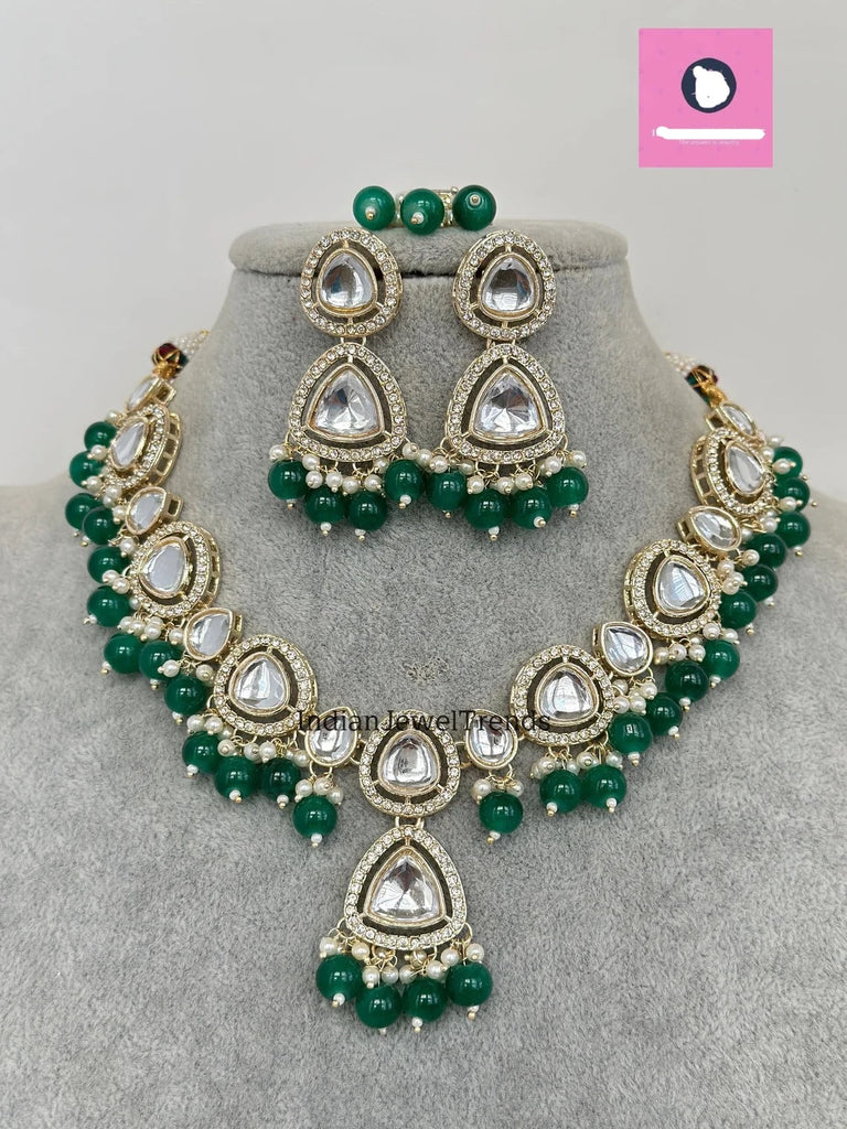 Buy online Karatcart Green Gold Plated Crystal And Polki Kundan Necklace  Earring And Maang Tikka Set from fashion jewellery for Women by Karatcart  for ₹1799 at 70% off | 2024 Limeroad.com
