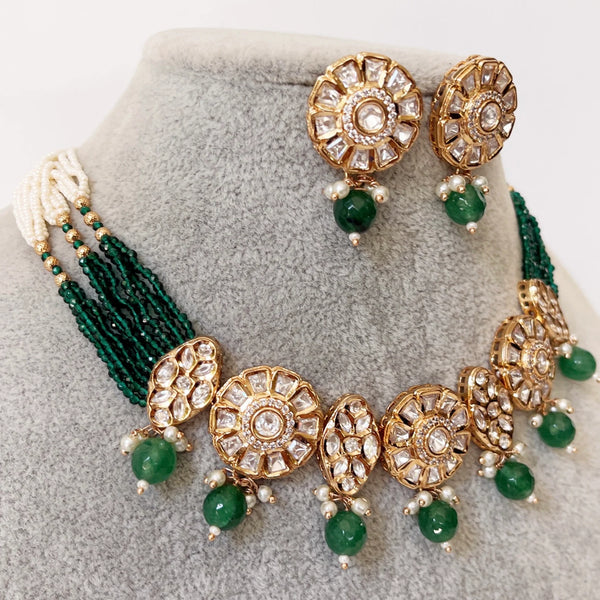 Green Tyaani inspired premium Kundan Silver foil Kundan necklace