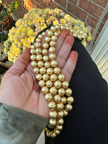 Two line round Beaded Gold Matar Mala