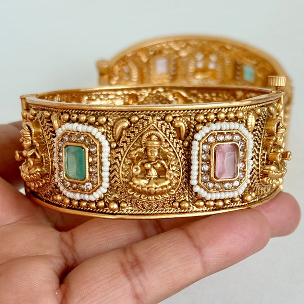 Classic Mint Pink Matte Gold plated bangles Pair
