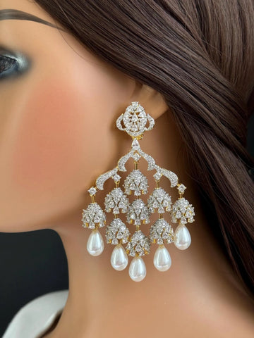 CZ Pearl Premium quality AD Earrings