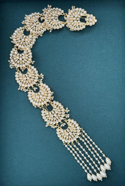 Long Kundan Braid Accessory for Hair