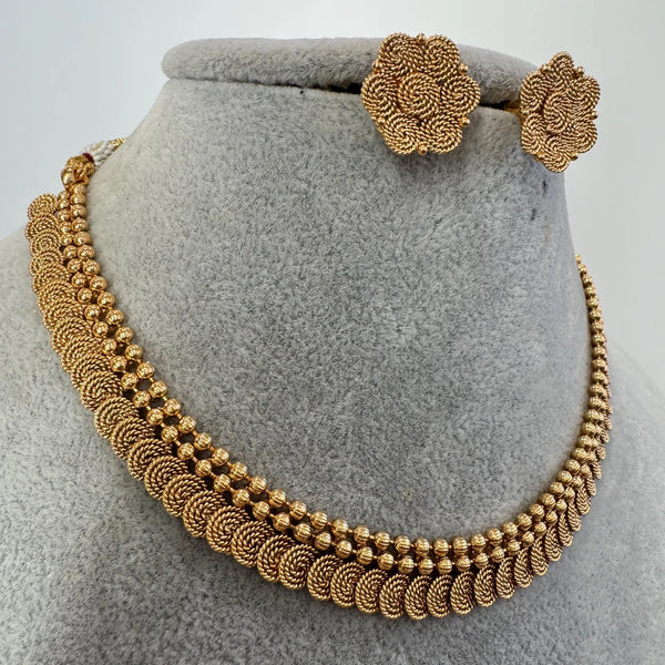 Antique Gold Necklace South Indian Temple Jewelry