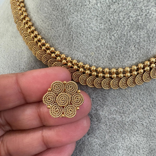 Antique Gold Necklace South Indian Temple Jewelry