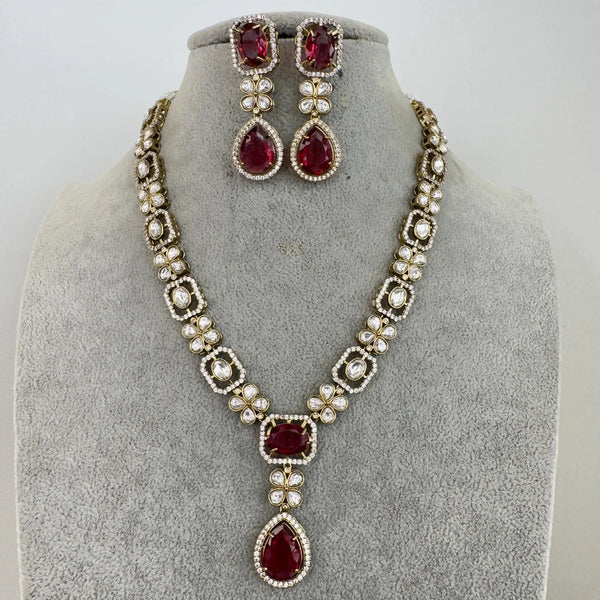 Ruby Red Kundan Necklace Set