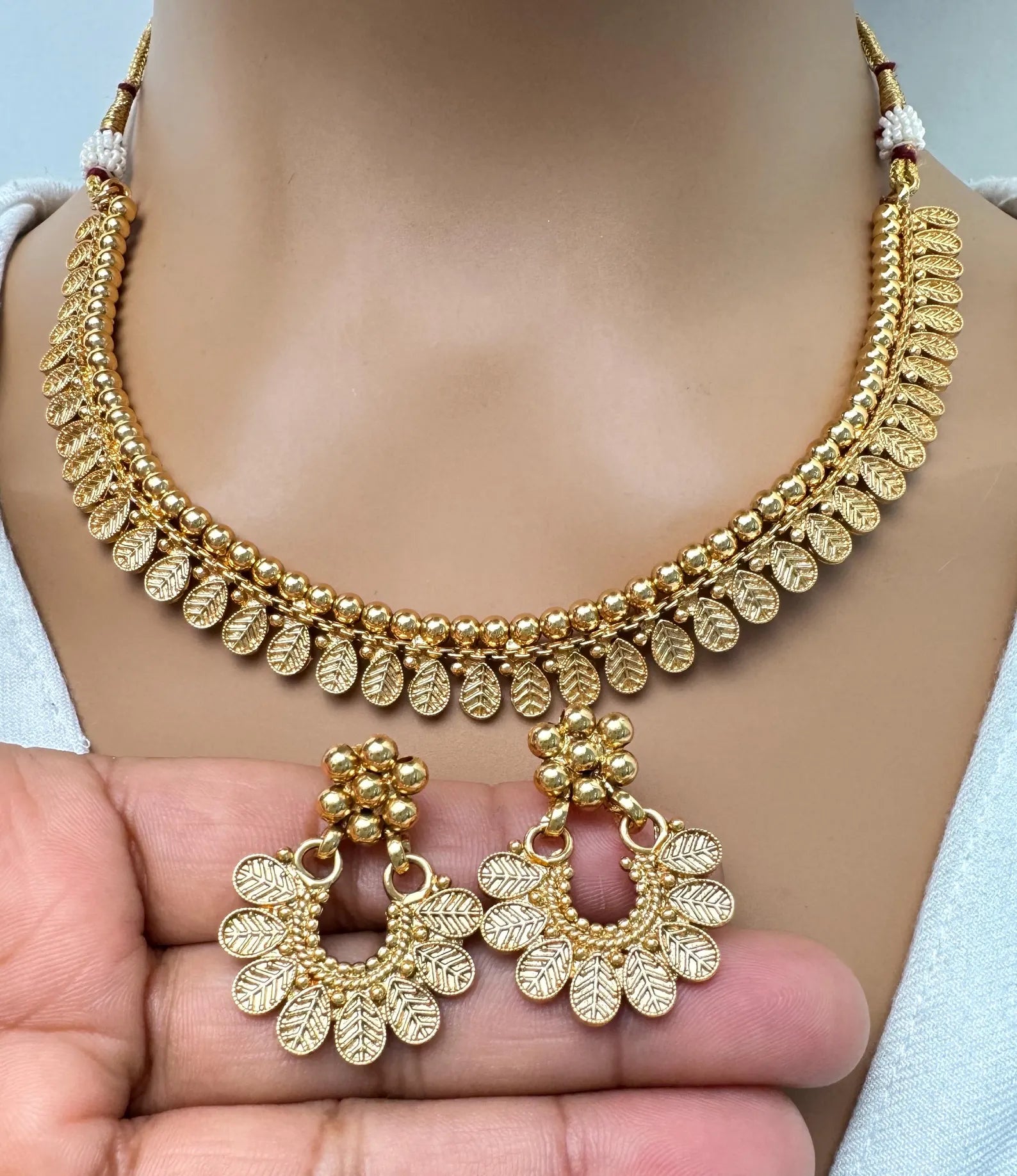 Antique Gold Necklace South Indian Temple Jewelry
