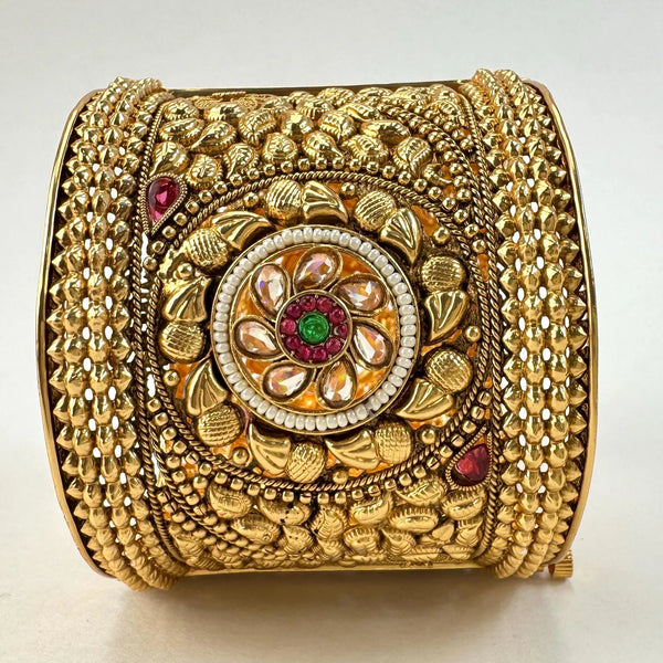 Gold plated Rajwadi Antique Broad Bangles Single openable Kada Bangle(1Pc)