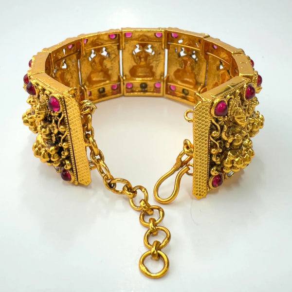 Ruby Goddess Laxmi Gold Single Cuff Kada bangle 1pc