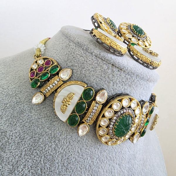 Sabyasachi inspired contemporary Green choker set