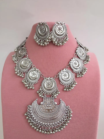Oxidized Indian Boho Necklace and Earring set