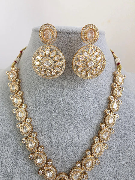 White Moissanite Kundan Necklace