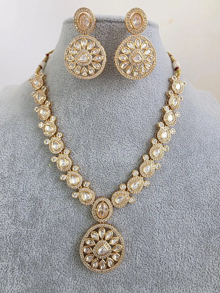 White Moissanite Kundan Necklace