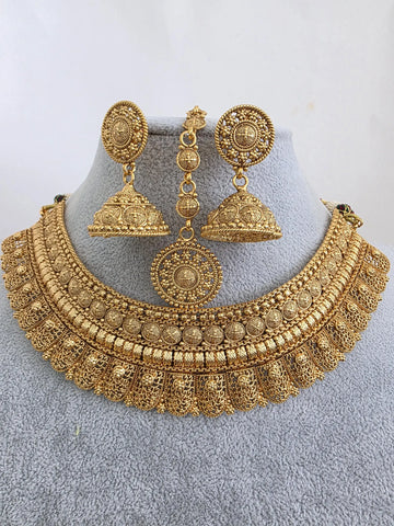 Antique Mukut Gold Bridal South Indian Necklace