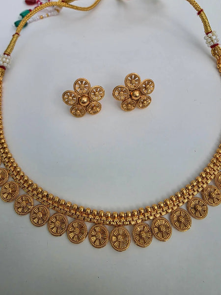 Antique Gold South Indian Temple Guttapusalu Necklace Set