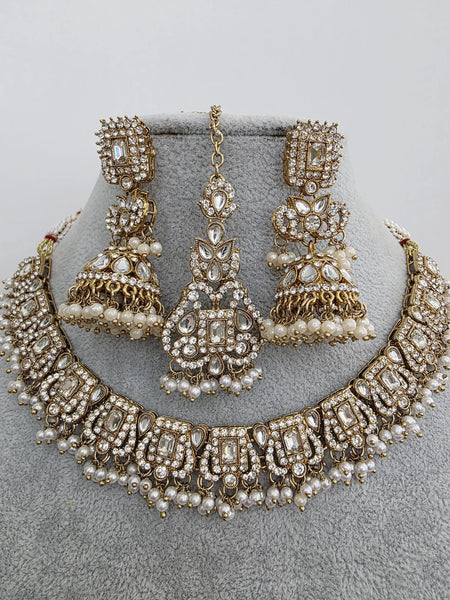 White Pearl stone Necklace Set