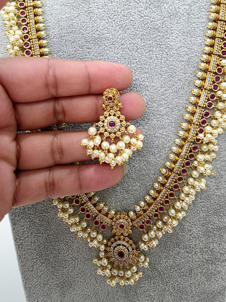 Ruby Antique Gold Long Necklace