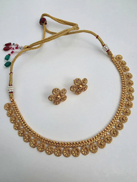 Antique Gold South Indian Temple Guttapusalu Necklace Set
