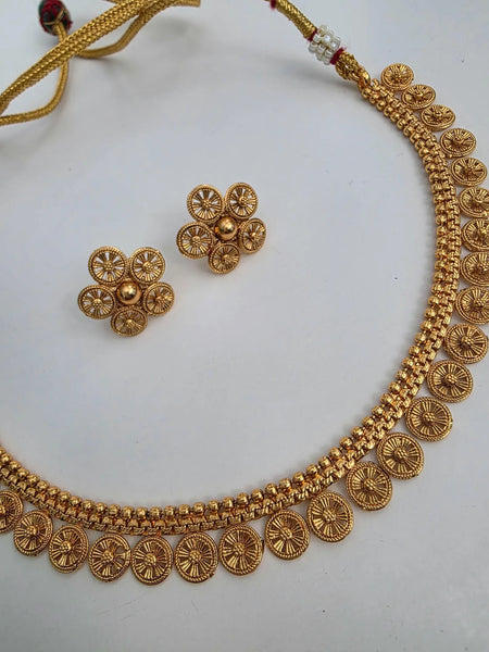 Antique Gold South Indian Temple Guttapusalu Necklace Set