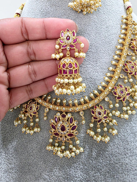 Ruby Antique Gold Necklace