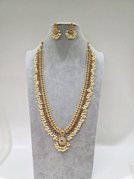 Ruby Antique Gold Long Necklace