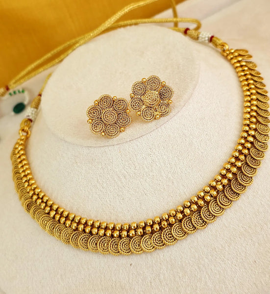 Delicate Antique Gold South Indian Temple Necklace