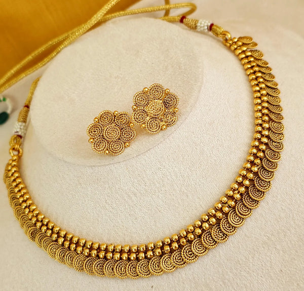 Delicate Antique Gold South Indian Temple Necklace