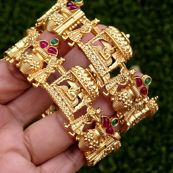 Doli Baraat Set of 2 Ruby Green Gold Bangles(2 PC)