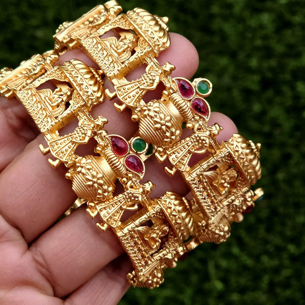 Doli Baraat Set of 2 Ruby Green Gold Bangles(2 PC)