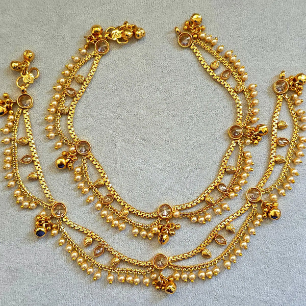 Bridal Gold Plated Anklet Pair