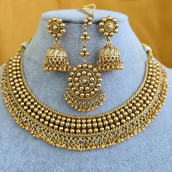Antique Gold South Indian Temple Guttapusalu Necklace Set