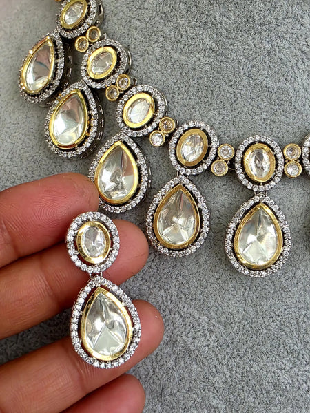 Dual Tone Uncut Polki Kundan Victorian Necklace Set