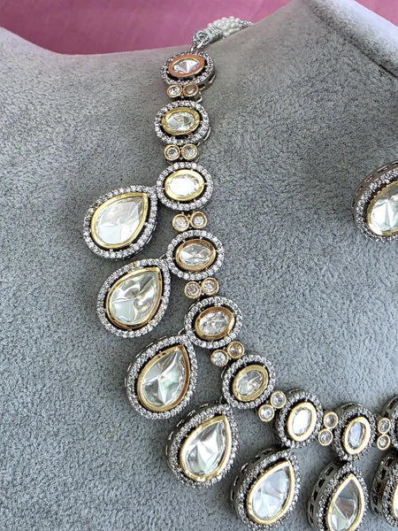 Dual Tone Uncut Polki Kundan Victorian Necklace Set