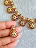 RubyGreen Gold Jadau Rajwadi Temple Necklace and Earring Set