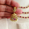 Ruby Gold Laxmi Necklace Temple Set with Earrings