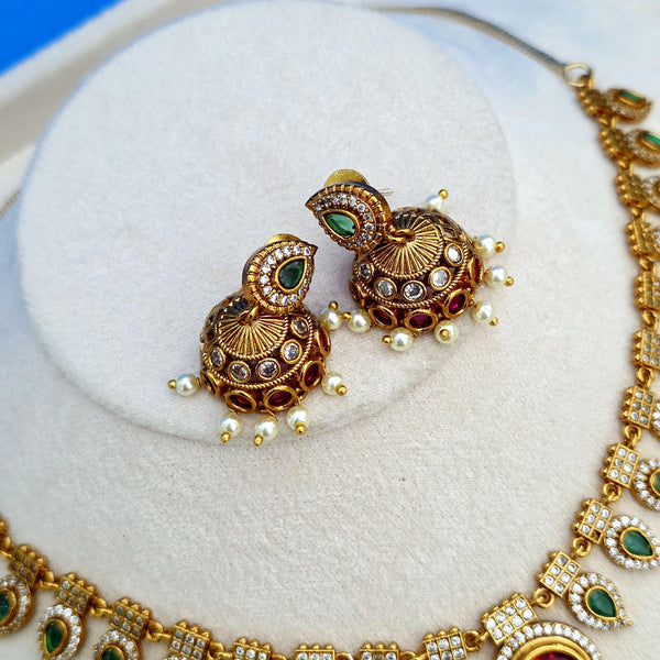 Ruby Green CZ Diamond Necklace