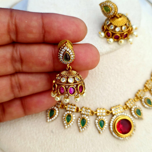 Ruby Green CZ Diamond Necklace