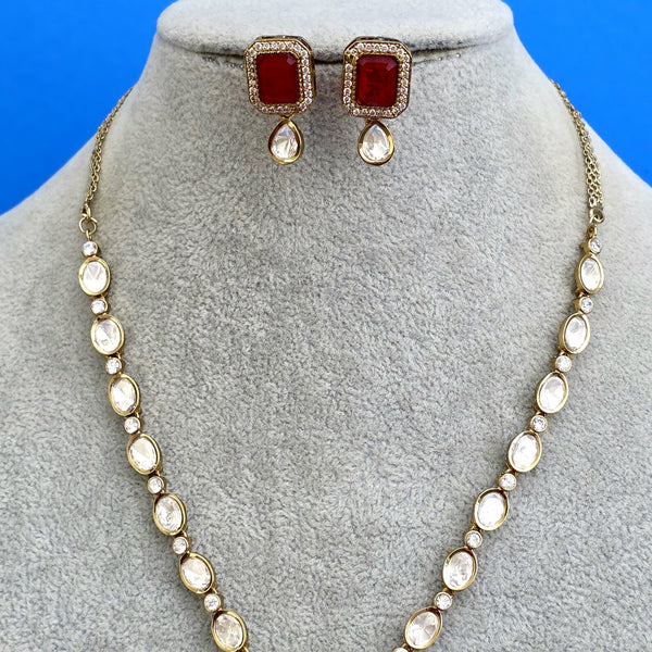 Ruby Doublet Kundan Necklace Set with Earrings