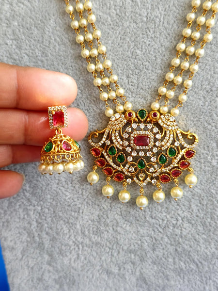 Pearl Beaded CZ Diamond Haram