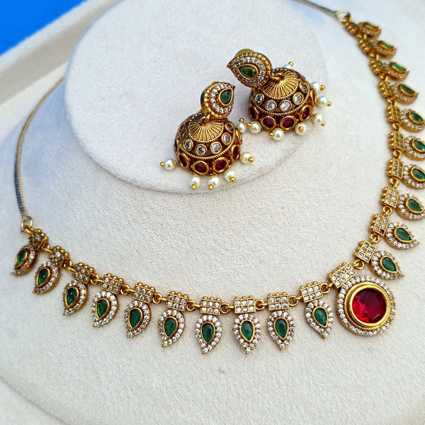 Ruby Green CZ Diamond Necklace