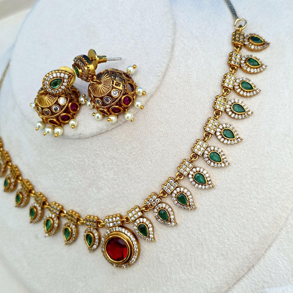 Ruby Green CZ Diamond Necklace