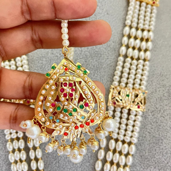 Beautiful heavy Rani Haar Jadau Kundan Necklace with Meenakari work with Earrings