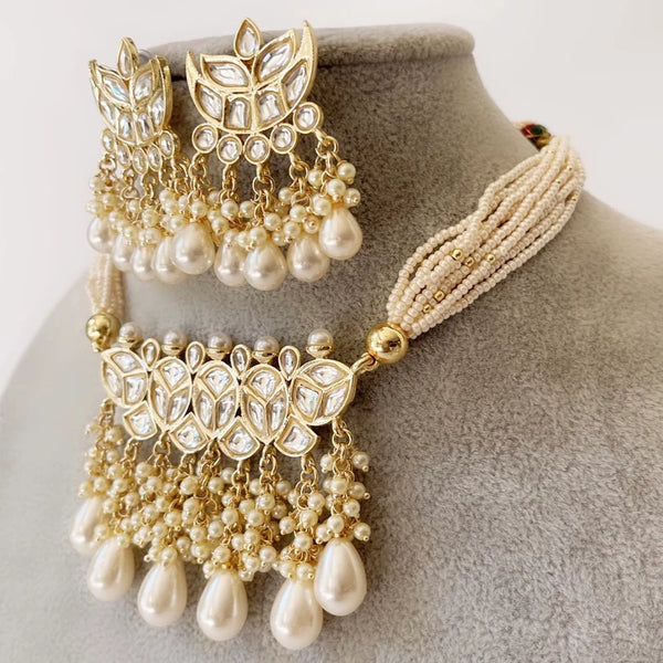 White Pearl Kundan Choker Necklace Set