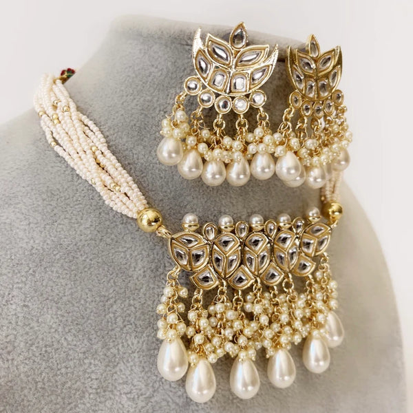 White Pearl Kundan Choker Necklace Set