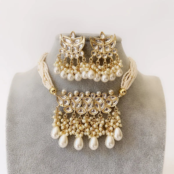White Pearl Kundan Choker Necklace Set