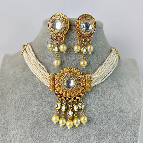 South Indian Gold Polki Kundan Necklace Set