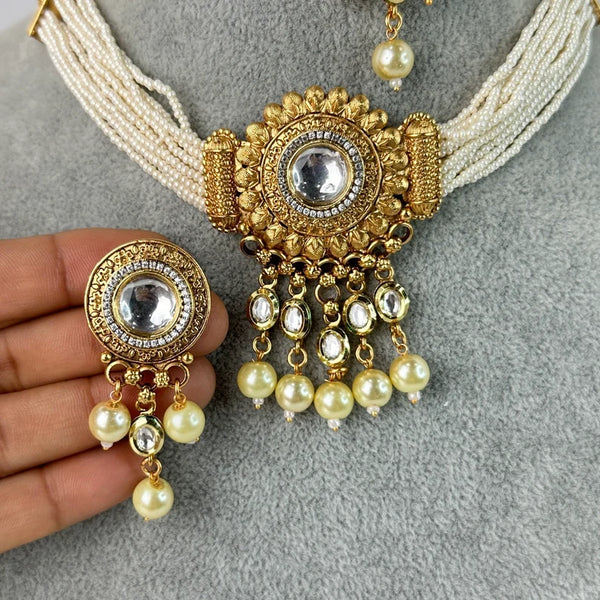 South Indian Gold Polki Kundan Necklace Set