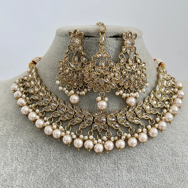 White Antique Polki Kundan Necklace