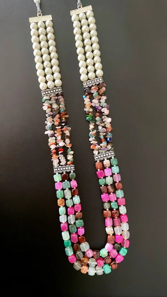 Indo Western Multicolor Beaded Mala Necklace