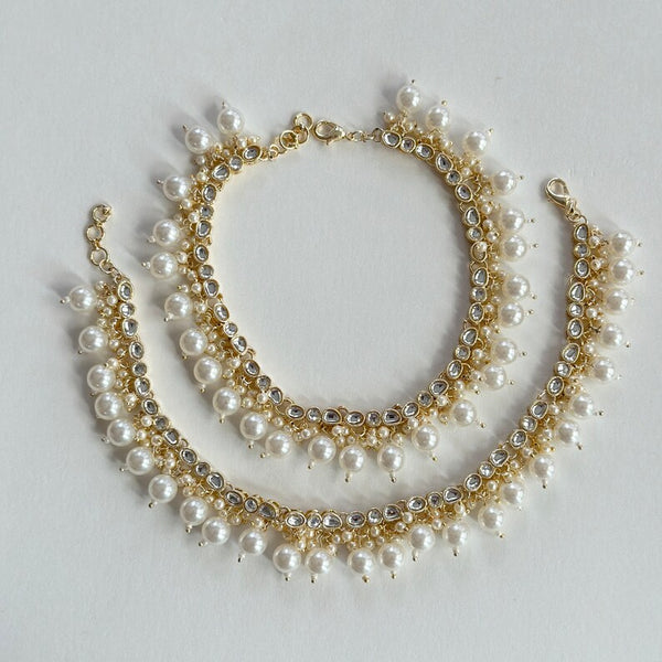 Polki Gold Plated Anklet Pair